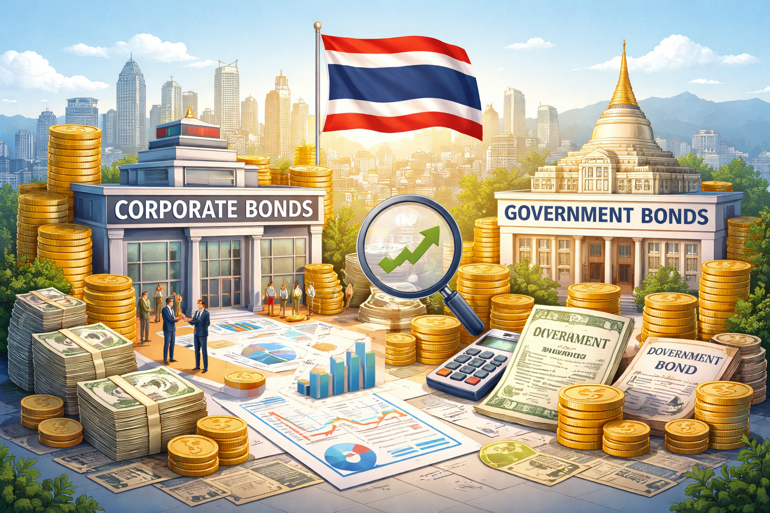 ตลาดพันธบัตรของประเทศไทย: แนวโน้มหลักและข้อมูลเชิงลึกเกี่ยวกับพันธบัตรบริษัทและพันธบัตรรัฐบาล